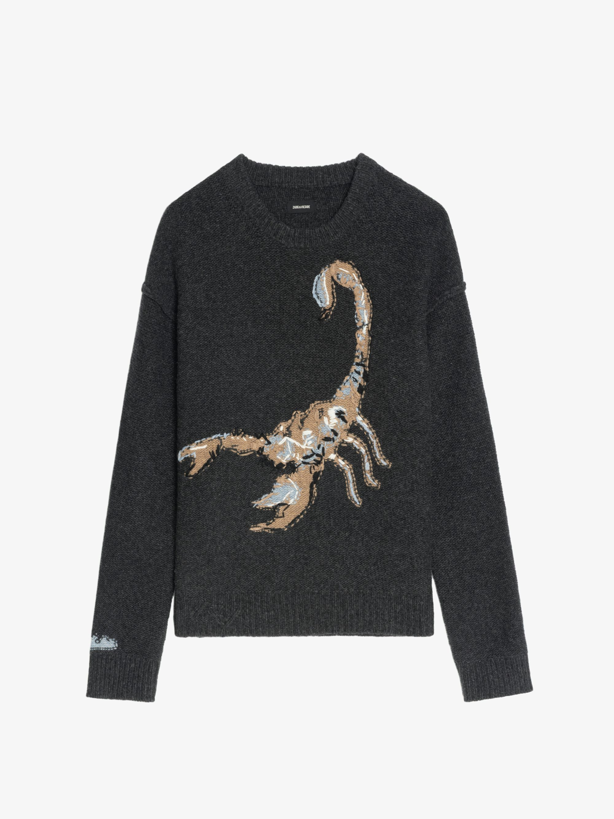 Jumper Marko 100% Merino Wool - Round neck jumper with reverse scorpion intarsia.